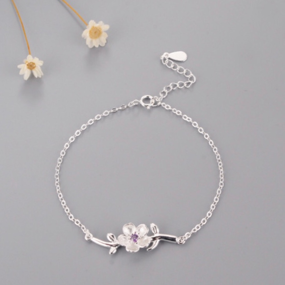 925 Sterling Silver Flower Bracelet